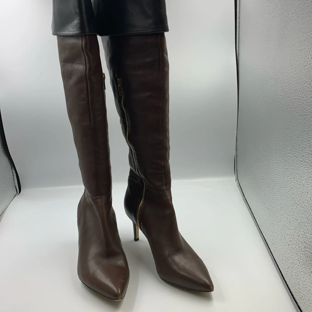 High heel leather boots. - Picture 1 of 6